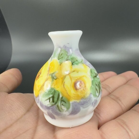 Antique Hand Painted Porcelain Bud Vase Miniature Vase Artist Signed Flower VTG - Picture 10 of 12